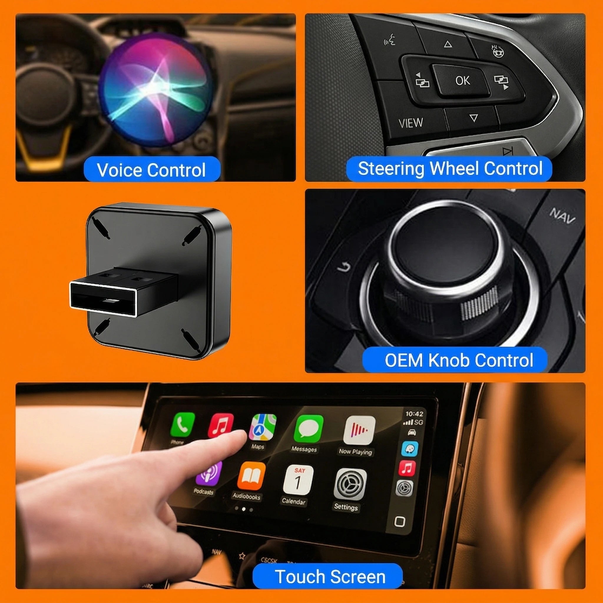 Mini 2 In 1 Smart Wireless CarPlay Adapter, Universal Android Auto Dongle for Car Entertainment System, Portable Lightweight Hid